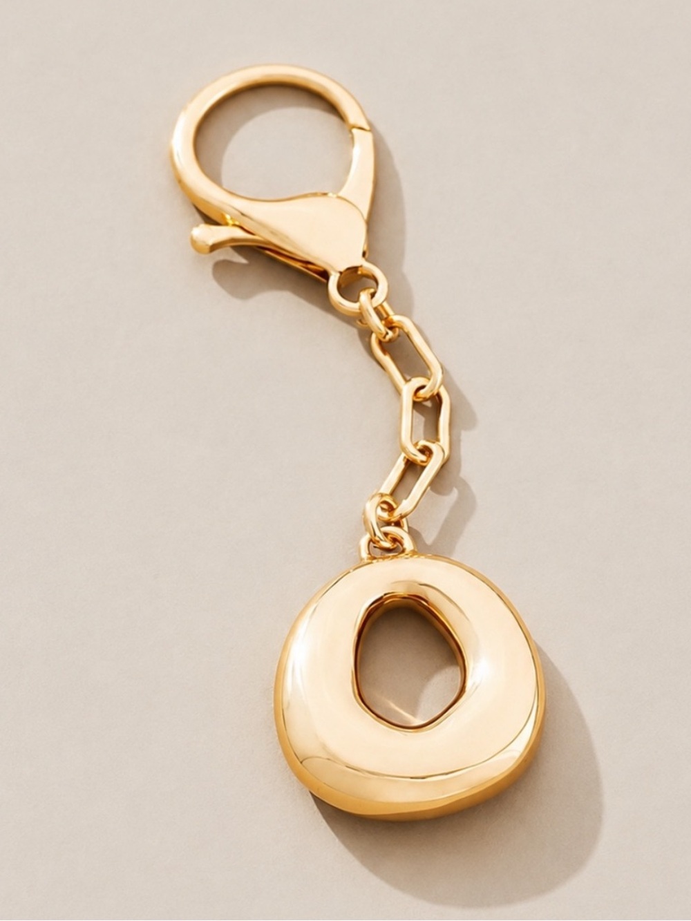 New! Gold Bubble Letter Bag Charm Key Chain NWOT